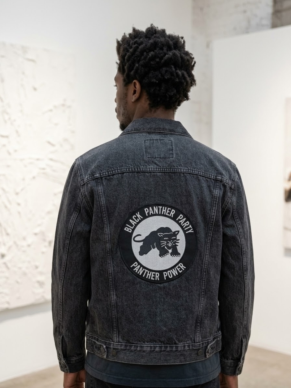 Levi's Black Denim Jacket with Black Panther Patch